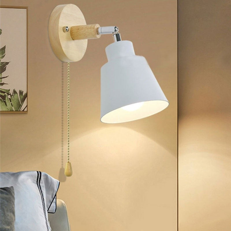 Minimalist Wooden Bedside Wall Lamp